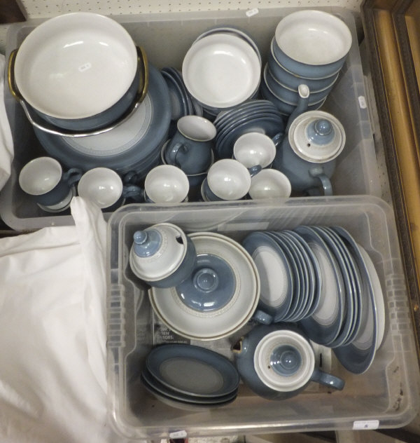 Two boxes of assorted Denby dinnerwares