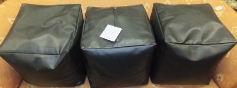 Three Kaikoo leather effect pouffes/bean bags