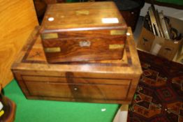 A Victorian rosewood and brass inlaid jewellery/vanity case,