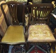 A pair of Edwardian mahogany framed dining chairs in the Hepplewhite taste,