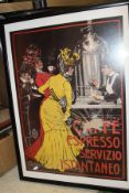 Three framed and glazed reproduction French advertising posters,