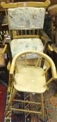 A modern ash stick back rocking chair with crinoline stretcher,