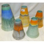 A collection of five Shelley pottery volcano vases with dripware decoration CONDITION REPORTS All