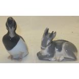 A Royal Copenhagen fawn, model 2648, together with a Copenhagen tufted duck, model 122 (2) CONDITION