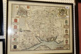 AFTER JOHN OGILBY "The Road from Glocester to Montgomery North Wales", strip map, colour engraving,