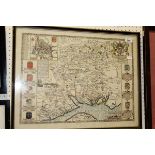 AFTER JOHN OGILBY "The Road from Glocester to Montgomery North Wales", strip map, colour engraving,