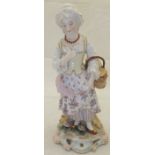 A Dresden porcelain figure of a girl carrying a basket,