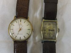 A 9ct gold Omega wrist watch inscribed to back "Western National Presented to W C Collins in