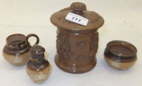 A 19th Century sal tglazed tobacco jar and cover,