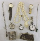 A collection of jewellery and watches to include a silver cased pocket watch,