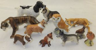 A collection of Beswick and other animal ornaments to include Beswick bulldog "Bosun", wren, bird,