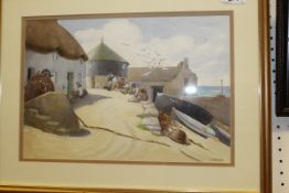 E.M. BLAKE "Sennen Cove, Cornwall", watercolour, signed lower right, together with E.M.