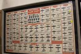 A framed and glazed newspaper pull-out "News Chronicle Plane Chart and Guide to Insignia of Rank",