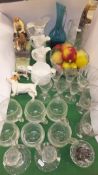 A collection of various glassware to include three rummers, various drinking glasses,