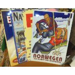 Four reproduction metal advertising signs inscribed "Bugatti", "Norwegen",