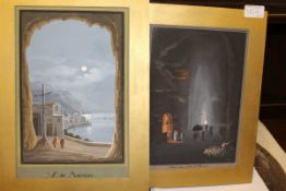 Two gouaches "Neopolitan scenes" unframed