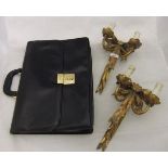 A Gucci black leather brief case,