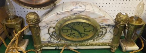 A 1930's French marble cased clock,