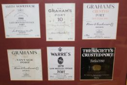 Four framed and glazed Series of Port labels, and various other prints,