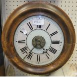 A 19th Century Continental beech framed postman's alarm clock and associated pendulum