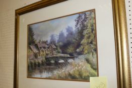 CHRIS STINCHCOMBE "Bibury", pastel,