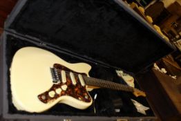 A Hohner ATN JT60 Hollywood Special six string electric guitar with cream finish body and marbled