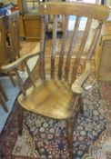 A beech and elm Windsor carver armchair