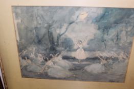 MURRAY McNEEL CAIRD URQUHUART (1880-1972) "Ballerinas in a landscape", pencil wash,