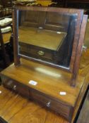 A mahogany dressing table mirror with two drawers to the base,