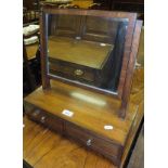 A mahogany dressing table mirror with two drawers to the base,