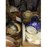 Two boxes of china to include Poole Pottery bowl, Burleighware vase, etc.