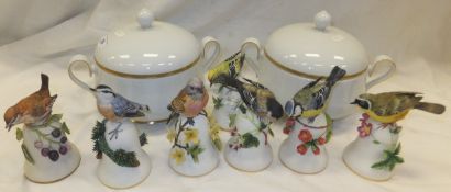 A Noritake porcelain part dinner service with gilt borders to include lidded tureens, bowls, plates,