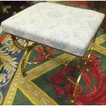 A 19th Century brass framed rectangular upholstered stool