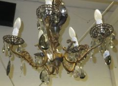 A modern gilt brass embellished five branch electrolier