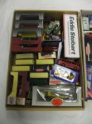 Two boxes of assorted model vehicles to include Dinky Toy "Duple Roadmaster Leyland Royal Tiger",