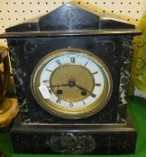 A circa 1900 marble and slate cased French mantel clock,