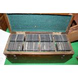 A box of various stereoscope slides, a box of printing blocks, moulding plane stamped "Mathieson &