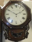 A 19th Century rosewood cased drop dial wall clock,