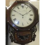 A 19th Century rosewood cased drop dial wall clock,