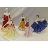 A collection of four Royal Doulton figurines to include "Elaine" (boxed), "Thinking of You" (boxed),