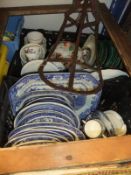 Six boxes of assorted chinawares to include various decorative blue and white plates,