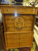 A reproduction Dutch style marquetry inlaid secretaire a abattant,