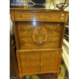 A reproduction Dutch style marquetry inlaid secretaire a abattant,