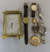 A box containing a Duverdrey Bloquel of France brass three glass carriage clock,