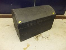 A late 18th Century dome top trunk with fabric covering, bearing label to interior "Thomas Cox,