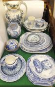 A collection of English and Oriental blue and white wares,