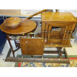 A collection of furniture etc, to include a modern oak nest of three rectangular side tables,