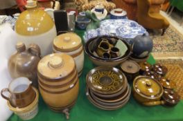 A collection of stoneware,