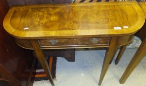 A burr walnut hall table with single drawer,