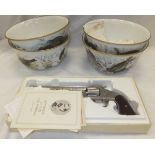 A set of four Franklin Porcelain game bird bowls, together with a Wyatt Earp .